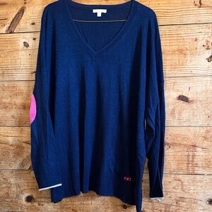 Lisa Todd Linen Blend Pullover Sweater with sequin Elbow Patch